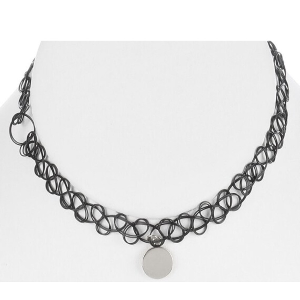 🌴3/$10 - Metal Coin Charm Tattoo Stretch Choker Necklace